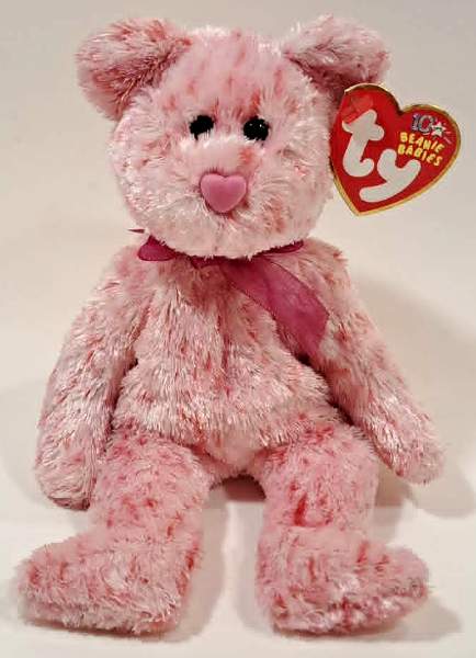 2002 Ty Beanie Baby Smitten The Pink Heart Nose Bear - New With Tags