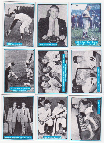 9 Different Mickey Mantle 1982 ASA The Mickey Mantle Story Cards