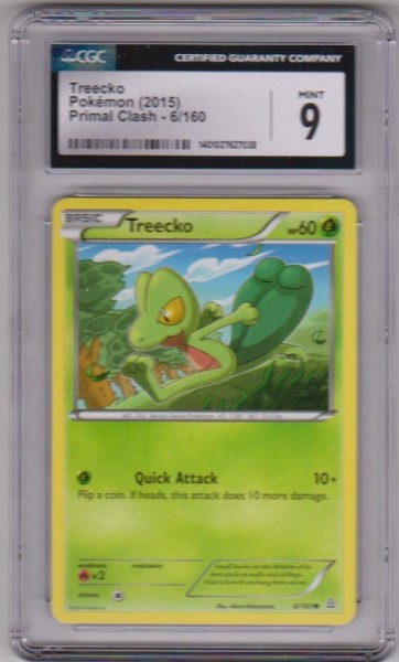 Graded CGC Mint 9 - Treecko 2015 Pokemon Primal Clash #6/160 Card