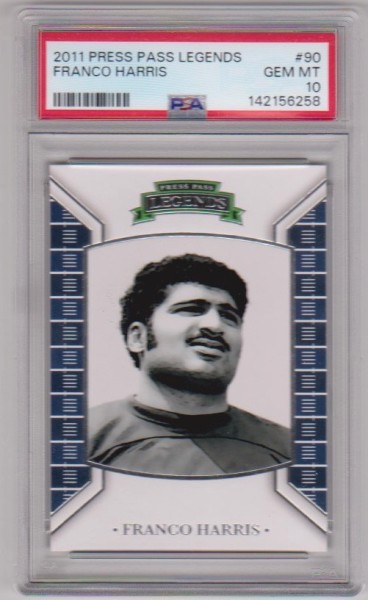 Graded PSA Gem Mint 10 - Franco Harris 2011 Press Pass Legends #90 Card
