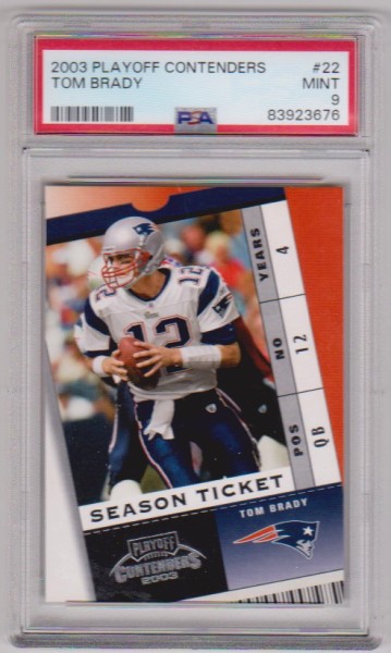 Graded PSA Mint 9 - Tom Brady 2003 Playoff Contenders #22 Card