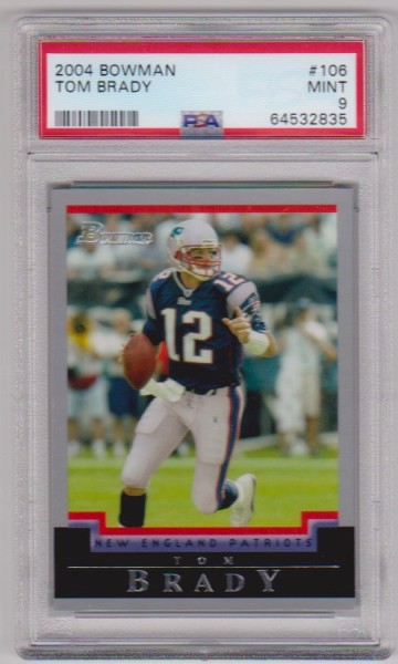 Graded PSA Mint 9 - Tom Brady 2004 Bowman #106 Card
