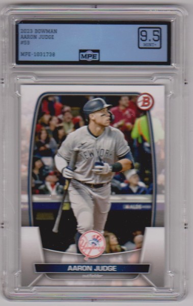 Graded MPE Mint+ 9.5 - Aaron Judge 2023 Bowman #59 Card
