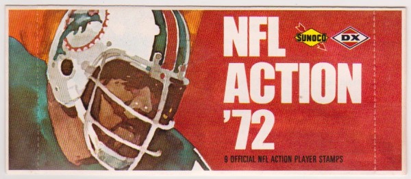 Sealed 1972 NFL Action '72 Sunoco Pack With 9 Player Stamps Inside
