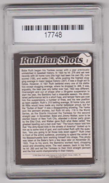 Graded Gem Mint 10 - Babe Ruth 1993 Megacards Ruthian Shots #2 Card ...