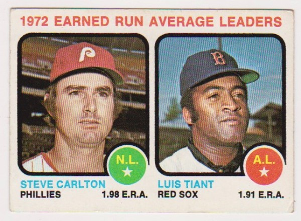 1973 Topps Steve Carlton + Luis Tiant #65 Card 