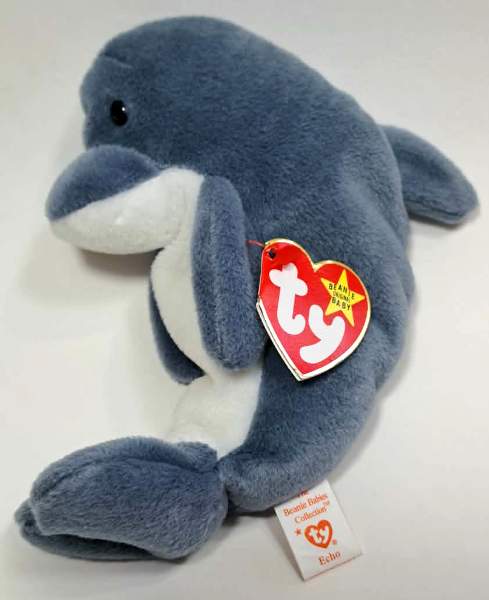 1996 Ty Beanie Baby Echo The Dolphin - New With Tags