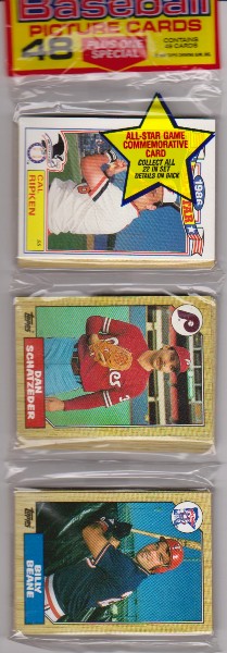 1987 Topps Baseball 49 Card Rack Pack w/ Cal Ripken On Front