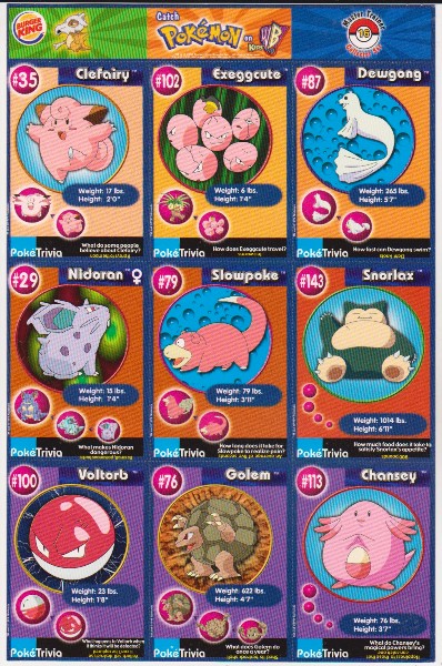 1999 Pokemon Master Trainer Collector Set Uncut 9 Card Sheet #16