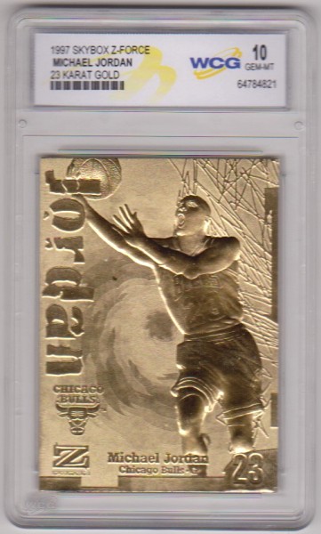 Graded Gem Mint 10 - Michael Jordan 1997 Skybox Z-Force 23 Kt Gold Card