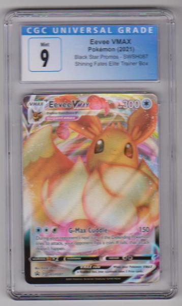Graded CGC Mint 9 - Eevee VMAX 2021 Pokemon Black Star Promos #SWSH087 Elite Trainer Box Card