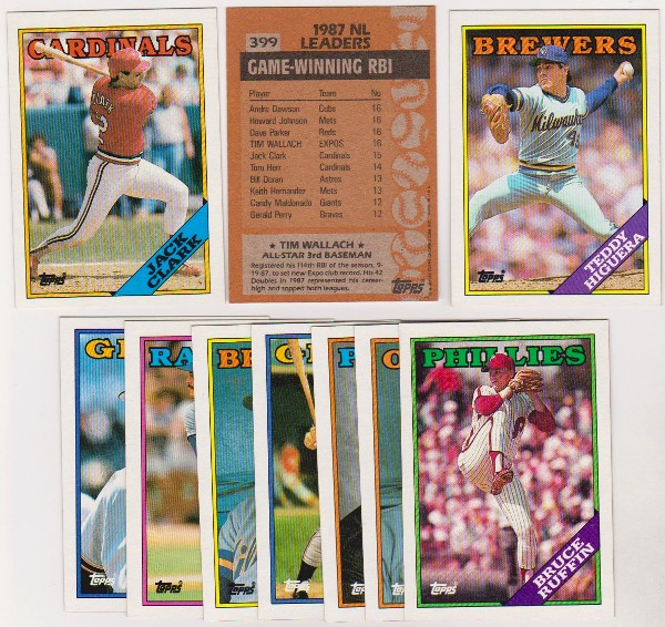 ERROR LOT - 10 Assorted 1988 Topps Baseball Wrong Back Errors w/ Jack Clark + More