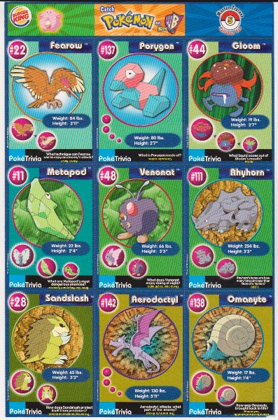 1999 Pokemon Master Trainer Collector Set Uncut 9 Card Sheet #5