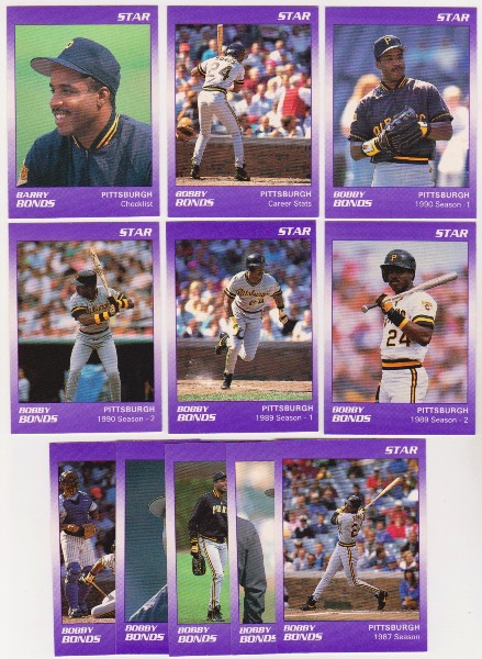 Wrong Name Error Set - BARRY BONDS 1990 Star Purple 11 card ERROR Set