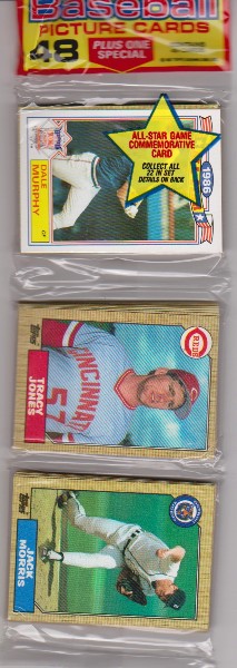 1987 Topps Baseball 49 Card Rack Pack w/ Dale Murphy On Front
