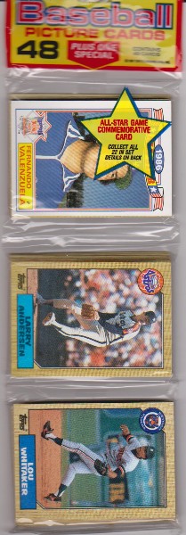 1987 Topps Baseball 49 Card Rack Pack w/ Fernando Valenzuela On Front