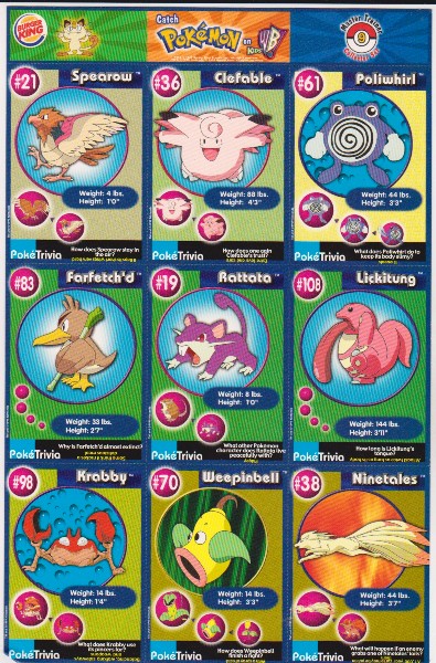 1999 Pokemon Master Trainer Collector Set Uncut 9 Card Sheet #9 w/ Poliwhirl + More