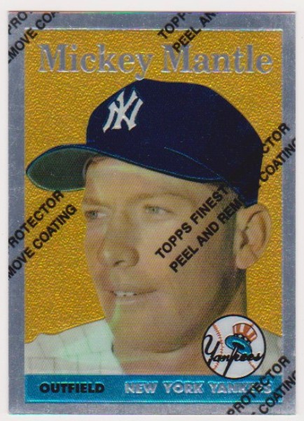 Mickey Mantle 1958 Topps Finest #150 Commemorative Card - 1996 Topps #8 of 19 Insert Card