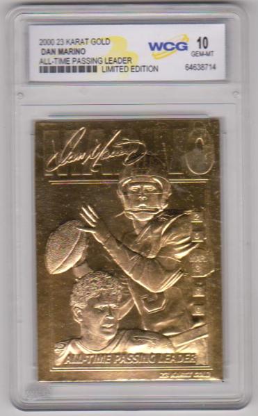 Graded Gem Mint 10 - Dan Marino 2000 23 Kt Gold Card