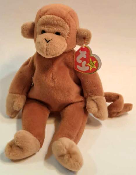 1995 Ty Beanie Baby BONGO THE MONKEY - With Original Tags