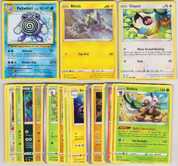 25 Different Pokemon Trading Cards w/ Poliwhirl + More