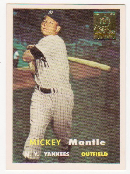 Mickey Mantle 1957 Topps #95 Commemorative Card - 1996 Topps #7 of 19 Insert Card