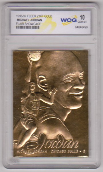 Graded Gem Mint 10 - Michael Jordan 1996-97 Fleer Flair Showcase 23 Kt Gold Card