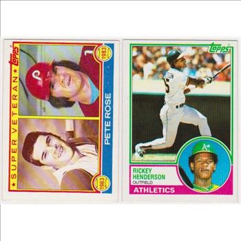 1983 Topps Pete Rose #101 + Rickey Henderson #180 Card Pair