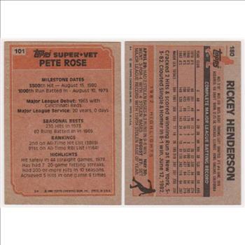 1983 Topps Pete Rose #101 + Rickey Henderson #180 Card Pair