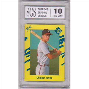 Graded Gem Mint 10 - Chipper Jones 1990 Classic #T92 Rookie Card