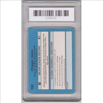 Graded Gem Mint 10 - Chipper Jones 1990 Classic #T92 Rookie Card