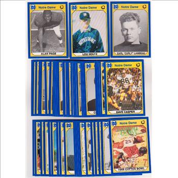 50 Different 1990 Notre Dame Collegiate Collection Cards w/ Alan Page + More
