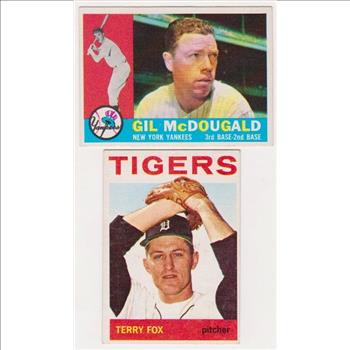 1960 Topps Gil McDougald #247 + 1964 Topps Terry Fox #387 Card Pair