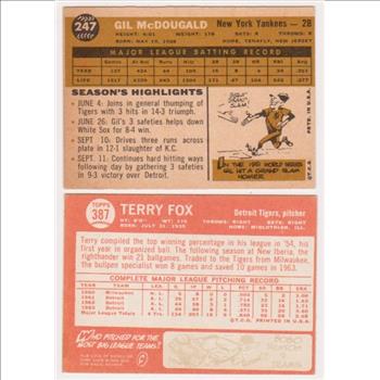 1960 Topps Gil McDougald #247 + 1964 Topps Terry Fox #387 Card Pair