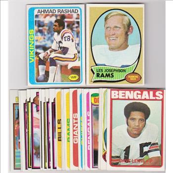 24 Different 1970's Topps Football Cards (1970-1979) w/ Ahmad Rashad+ More