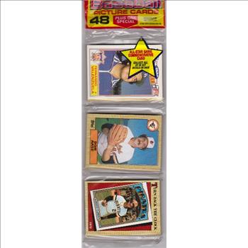 1987 Topps Baseball 49 Card Rack Pack w/ Fernando Valenzuela On Front