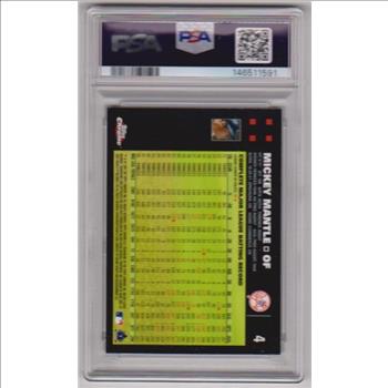 Graded PSA Mint 9 - Mickey Mantle 2007 Topps Chrome #4 Card