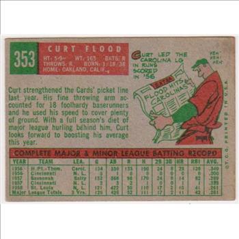 1959 Topps Curt Flood #353 Card - 2nd Year