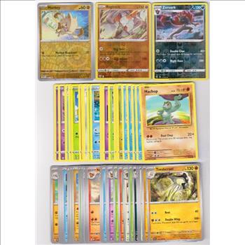 50 Different Pokemon Trading Cards w/ 3 REVERSE HOLOS + More