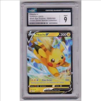Graded CGC Mint 9 - Pikachu V 2023 Pokemon Black Star Promos Crown Zenith #SWSH285 Card
