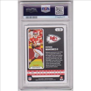 Graded PSA Mint 9 - Patrick Mahomes 2022 Panini Absolute Green Letter Parallel #38 Card