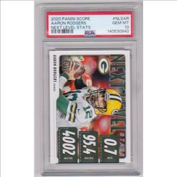 Graded PSA Gem Mint 10 - Aaron Rodgers 2020 Score Next Level Stats #NLS-AR Insert Card
