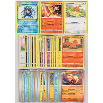50 Different Pokemon Trading Cards w/ Poliwhirl + More