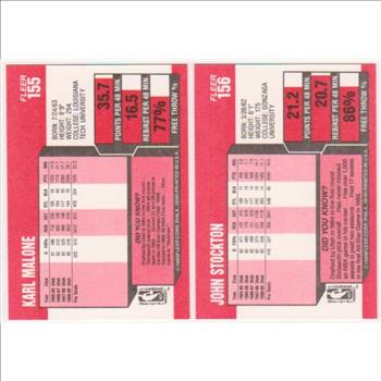 1989-90 Fleer Karl Malone #155 + John Stockton #156 Card Pair - HOF'ers