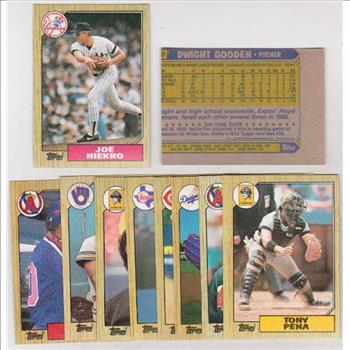 ERROR LOT - 10 Different 1987 Topps Baseball Wrong Back Errors - Dwight Gooden Back + More