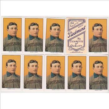 Lot of 10 1910 T-206 Honus Wagner - Wagner Estate, CMG Authentic Reproduction
