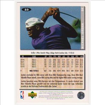 RARE GERMAN VERSION - Michael Jordan 1994-95 Collector's Choice #23 Card