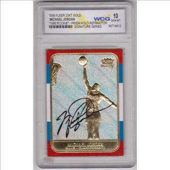 Graded Gem Mint 10 - Michael Jordan 1998 Fleer '86 Rookie Prism Holo Refractor 23 Kt Gold Card