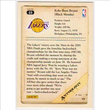 Kobe Bryant 2012 Panini Anthology #49 Card