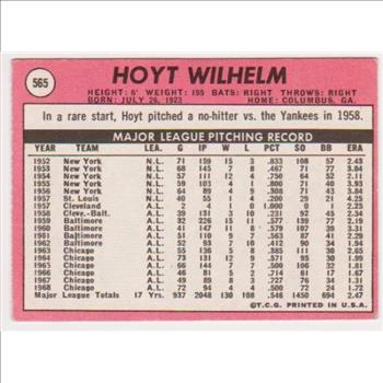 1969 Topps Hoyt Wilhelm #565 Card - HOF'er
